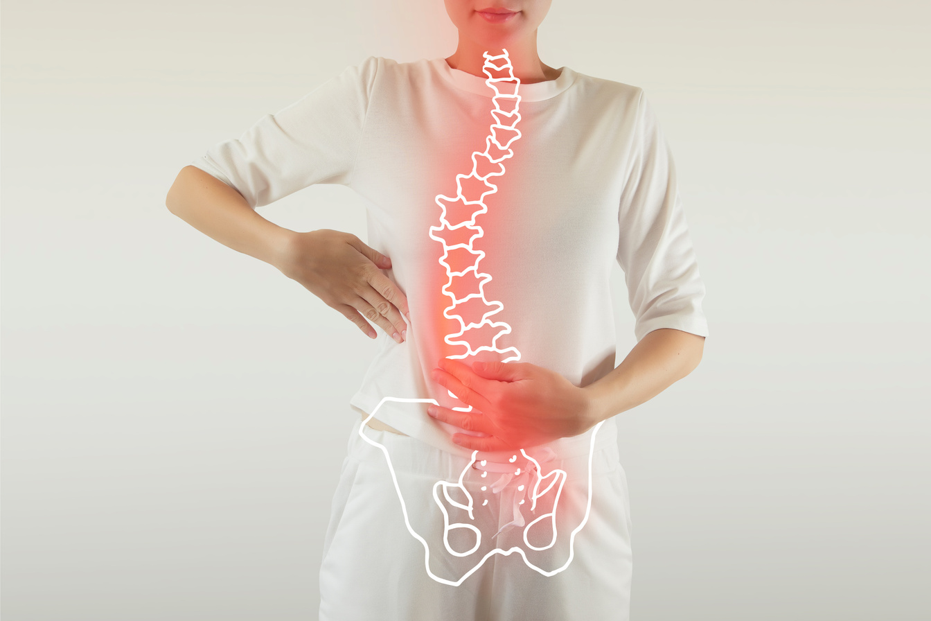 spine with bad posture colored red
